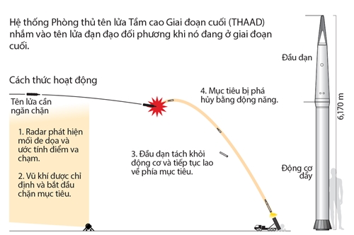 Phương thức hoạt động của hệ thống THAAD. Nhấn vào hình để xem chi tiết. Đồ hoạ: Tiến Thành