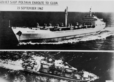 On Oct. 12, another Soviet ship, the Kimovsk, leaves from Kaliningrad with five R-14 missiles destined for Cuba. Meanwhile, the Poltava leaves Nikolaev in the Black Sea with a further seven R-14 missiles. A U.S. agent based in Cuba reports a Soviet military installation near San Cristobal to the CIA. As late as Oct. 13, the Soviet Ambassador to the United States -- Anatoly Dobryin, shown above -- is unaware of missile deployment by the Kremlin and vehemently denies that the USSR has nuclear weapons in Cuba. On Oct. 14, a U-2 plane, piloted by Major Richard S. Heyser, obtains the first hard photo evidence of MRBMs in Cuba, a mjor turning point in the crisis