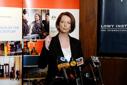 Thủ tướng Julia Gillard phát biểu trong buổi công bố sách trắng 